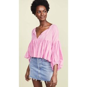 Free People Beaumont Mews Pink Blouse